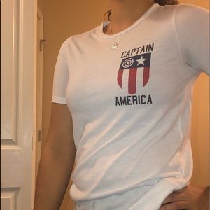 White Captain America Tee